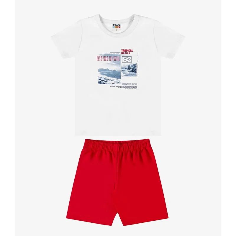 Conjunto Verão Menino Com Relevo Rovi Kids Branco 3