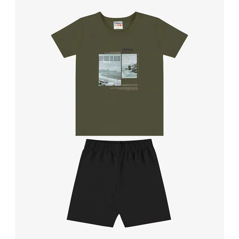 Conjunto Verão Menino Com Relevo Rovi Kids Verde 3