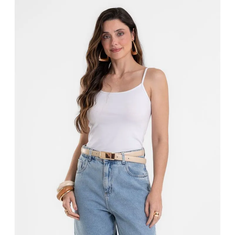 Blusa De Alça Feminina Justa Em Cotton Rovitex Branco M