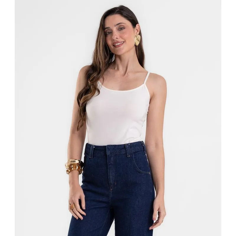Blusa De Alça Feminina Justa Em Cotton Rovitex Bege M