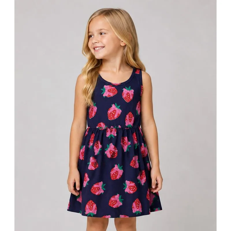 Vestido Infantil Meia Malha Estampado Select Azul 10