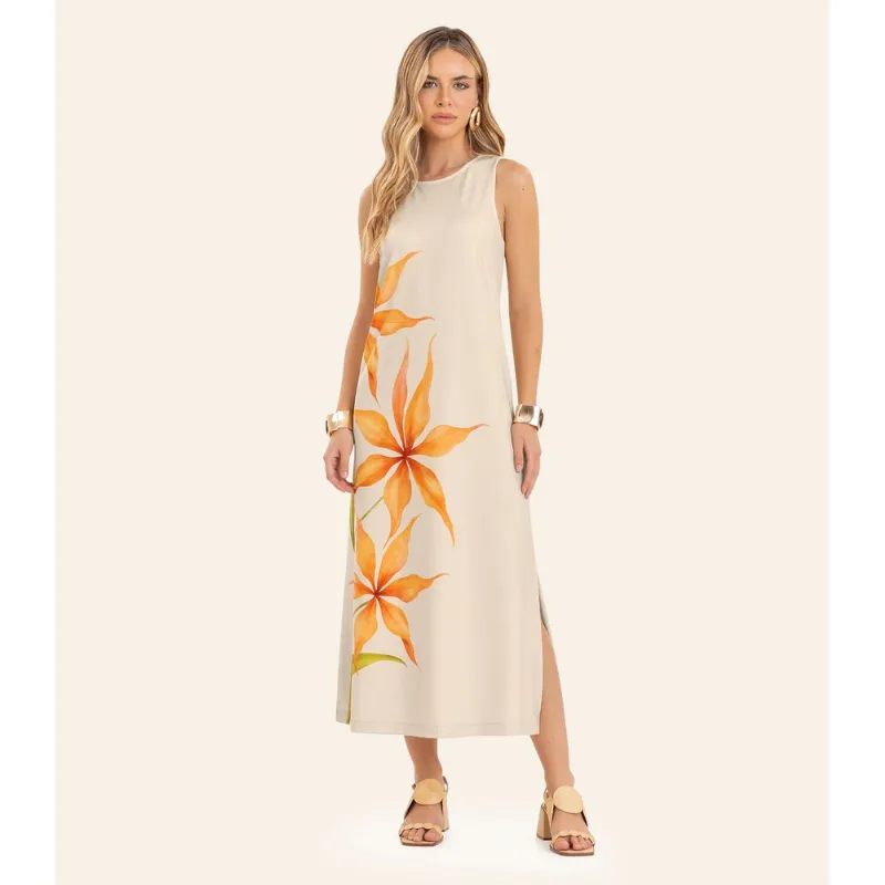 Vestido Feminino Midi Reto Endless Bege G