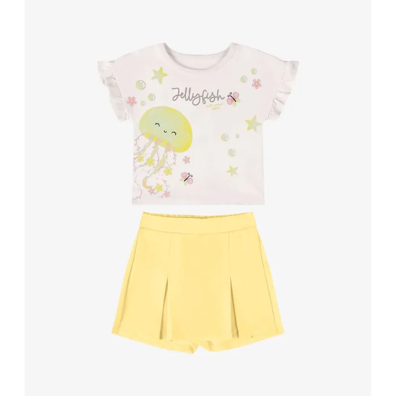 Conjunto Verão Menina Com Foil Rovi Kids Bege M