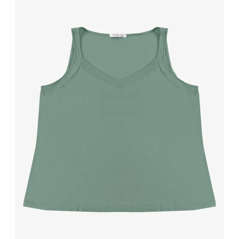 Blusa De Alça Feminina Plus Size Secret Verde Plus G2