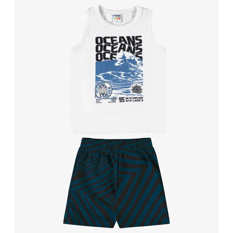 Conjunto Verão Menino Regata Rovi Kids Branco 1