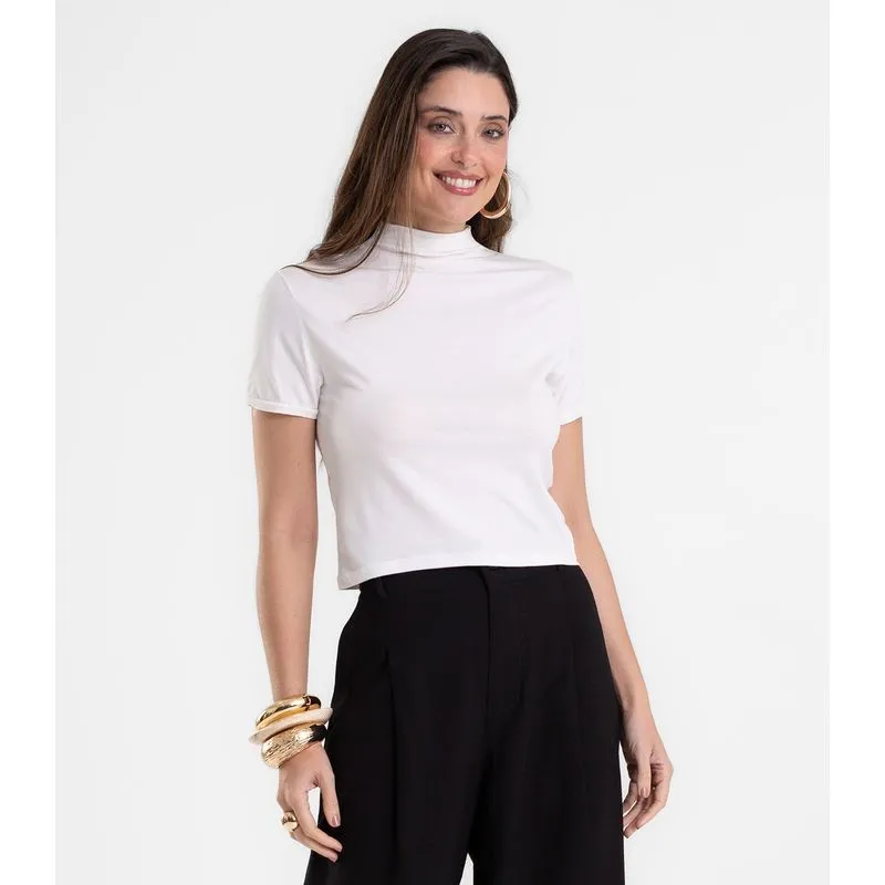 Blusa Feminina Com Gola Em Viscotorcion Rovitex Bege GG
