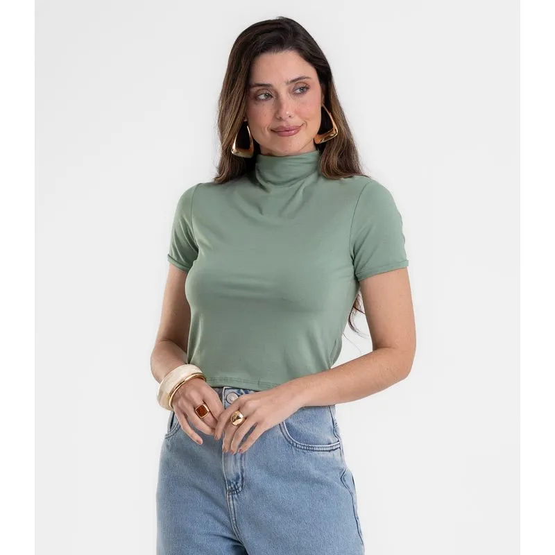 Blusa Feminina Com Gola Em Viscotorcion Rovitex Verde M