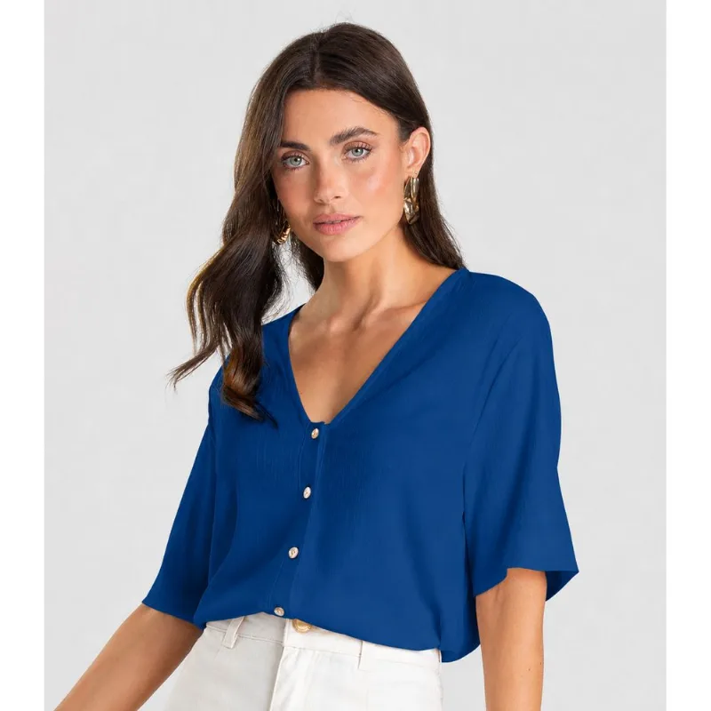Blusa Feminina em Tecido de Viscose Dianna Azul G
