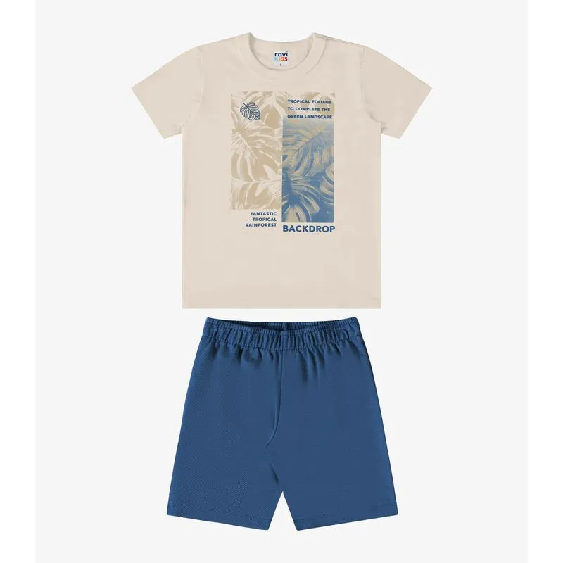 Conjunto Verão Menino Com Relevo Rovi Kids Bege 4