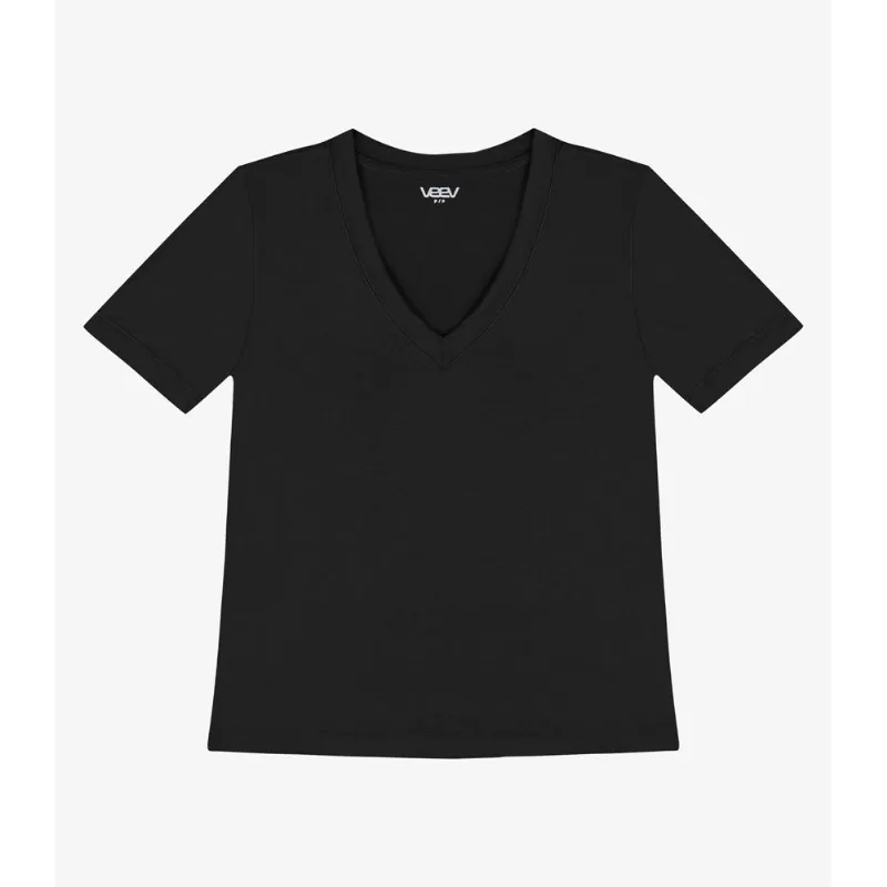 Blusa Feminina Em Malha Modal E Decote V Veev Preto M