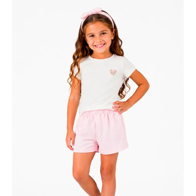 Conjunto Blusa Com Shorts Infantil Trick Nick Bege 1