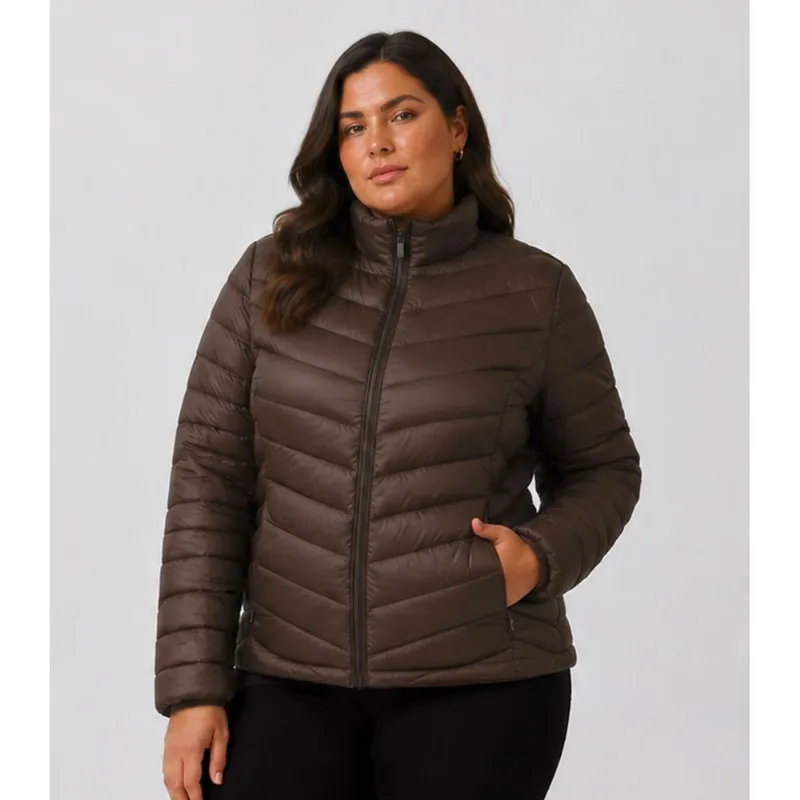Jaqueta Feminina Sem Capuz Em Poliamida All Free Marrom GG