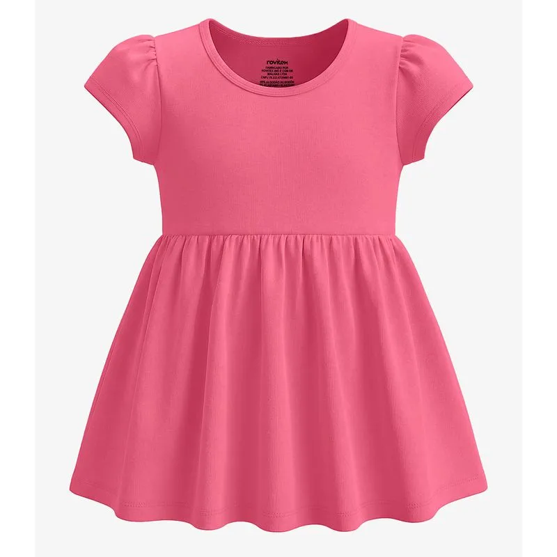 Vestido Infantil Em Meia Malha Rovi Kids Rosa G