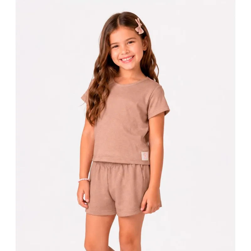 Conjunto Blusa Com Shorts Infantil Select Marrom 6