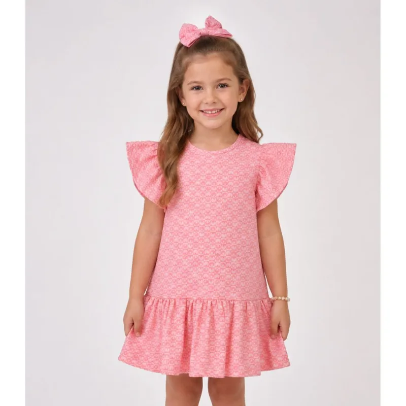 Vestido Menina Infantil Em Jacquard Vegas Select Rosa 4