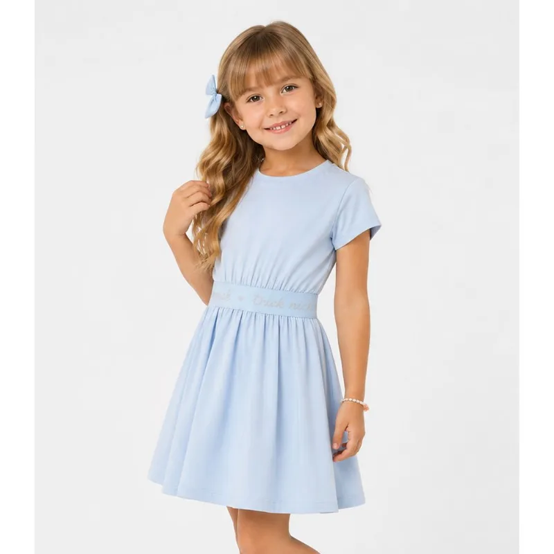 Vestido Infantil Em Malha Cotton Leve Trick Nick Azul 6