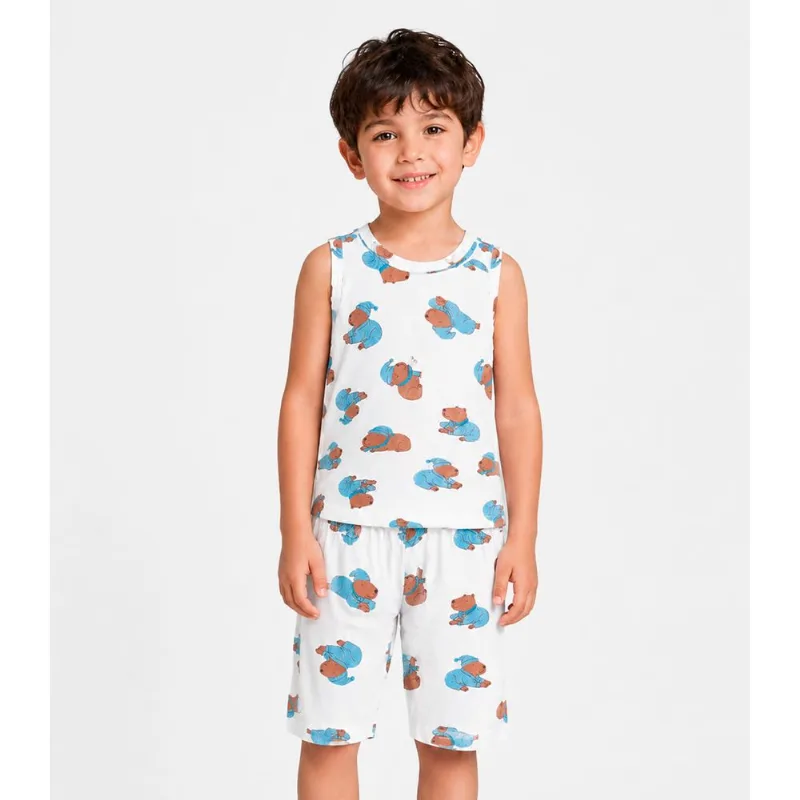 Pijama Infantil Estampado Machão E Bermuda Select Branco 8