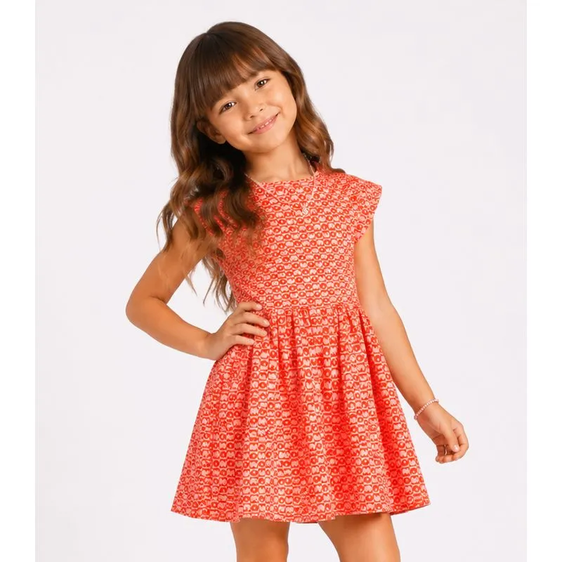 Vestido Infantil Menina Jacquard Vegas Select Laranja 8