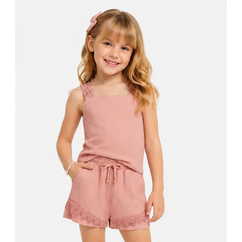 Conjunto Blusa Com Shorts Infantil Trick Nick Rosa 6