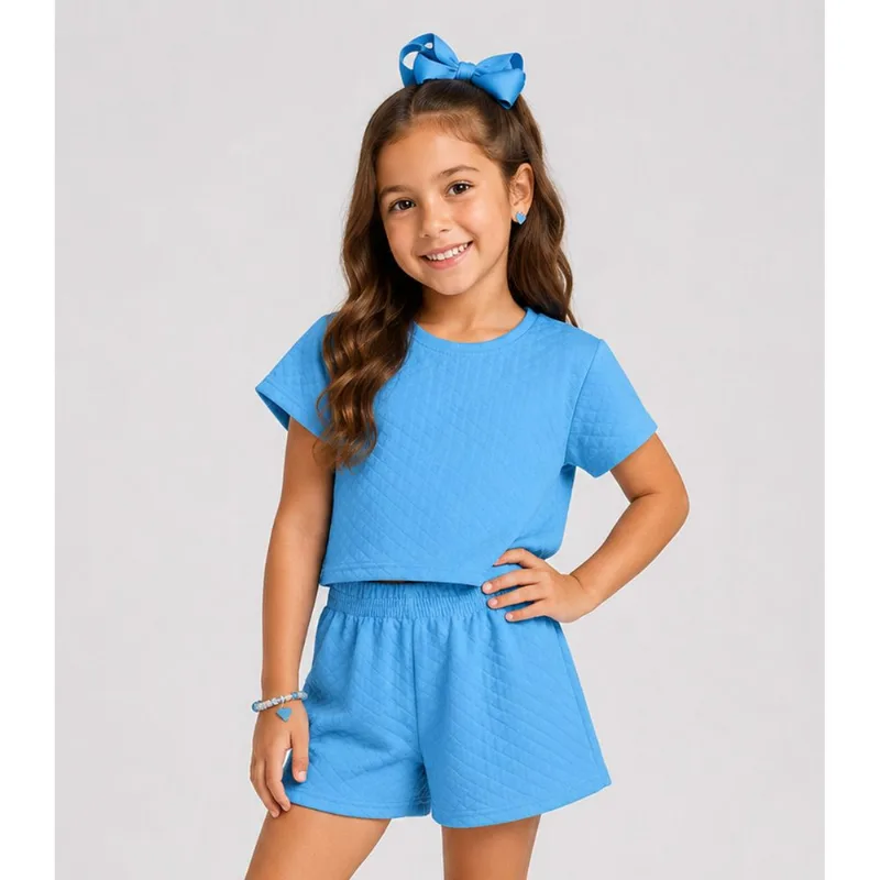 Conjunto Infantil Menina Blusa e Short Select Azul 4