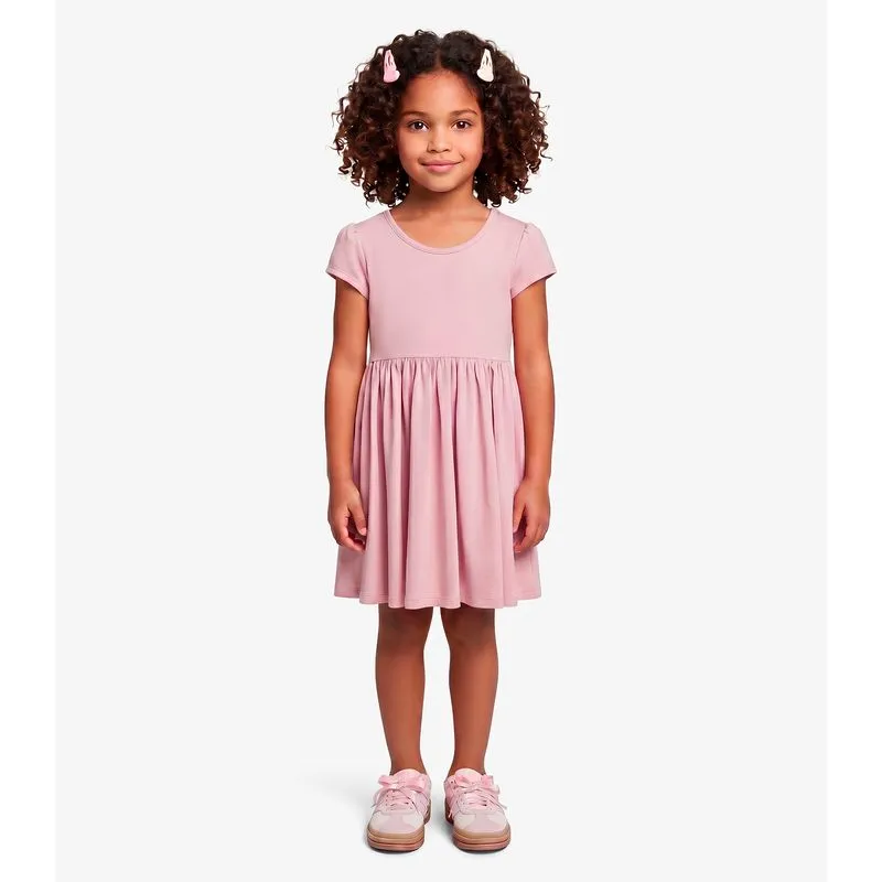 Vestido Infantil Feminino Em Cotton Leve Rovi Kids Rosa 14