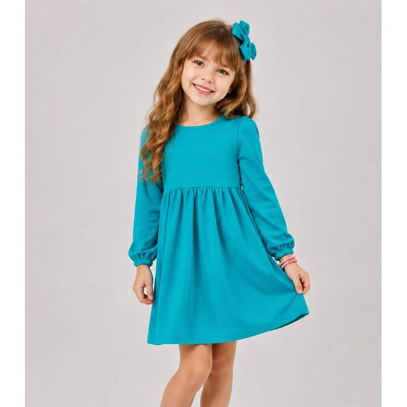 Vestido Infantil Em Molecotton Manga Longa Select Azul 6