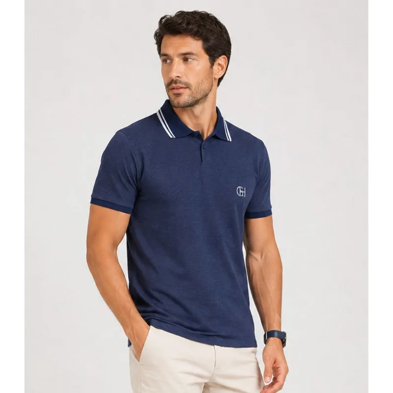 Camisa Polo Masculina Manga Curta Select Azul P