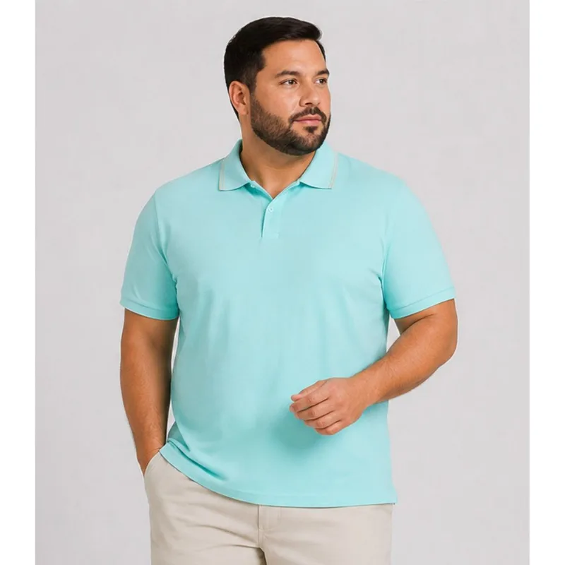 Camisa Polo Masculina Plus Size Manga Curta Select Verde G2