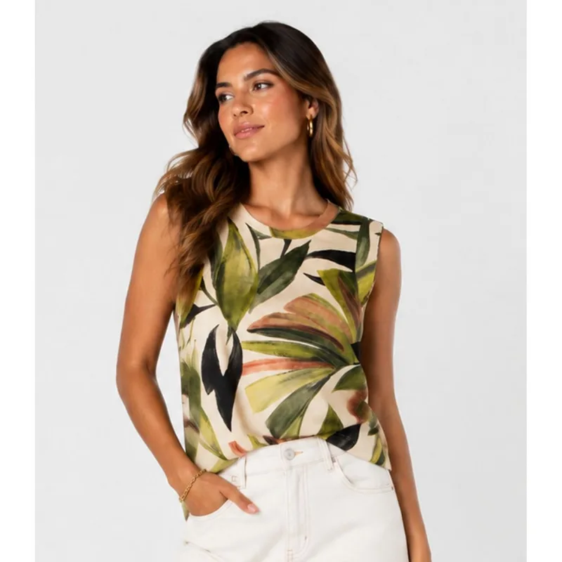 Regata Feminina Estampada Infinita Cor Bege GG
