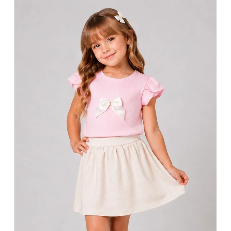 Conjunto Infantil Blusa Com Saia Trick Nick Rosa 1