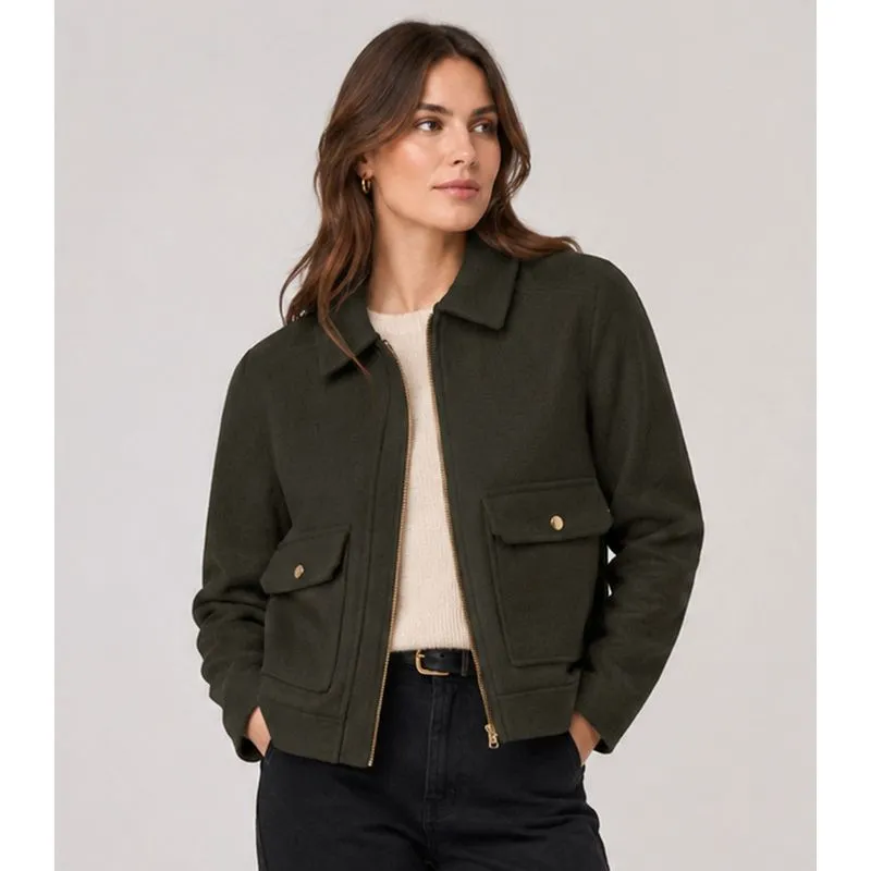 Casaco Feminino Em Lã Batida Com Bolsos Sea Surf Verde M