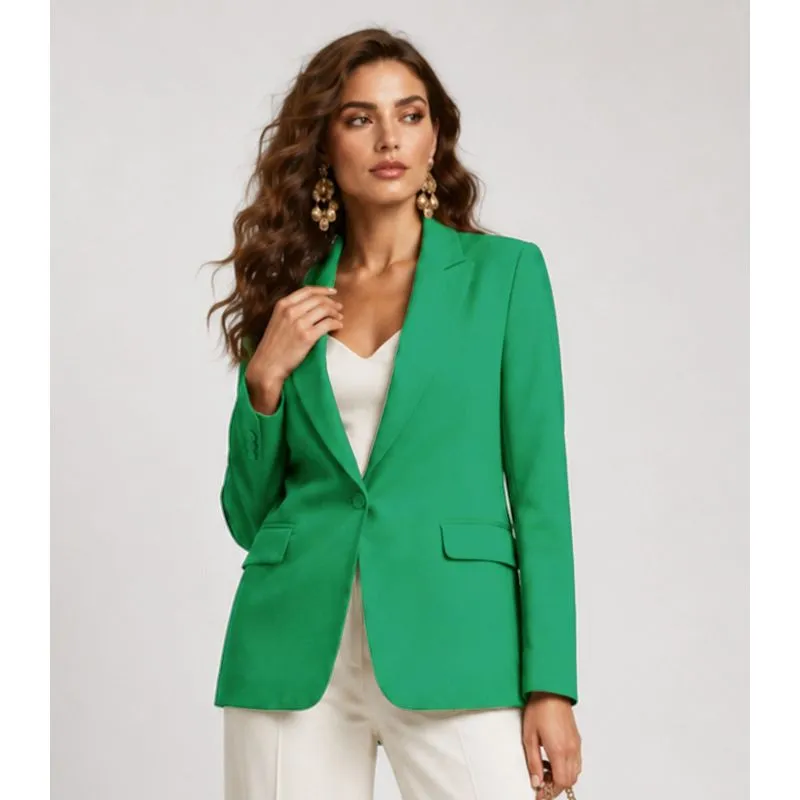 Blazer Alongado Feminino Em Alfaiataria Aishty Verde P