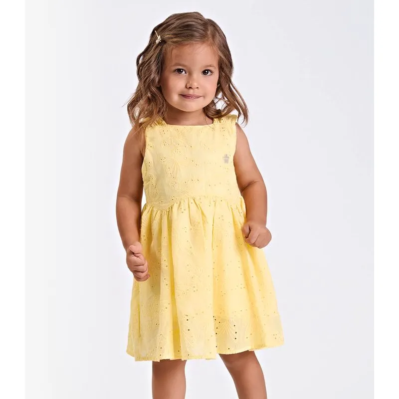 Vestido Verão Menina Midi Com Plaquinha Trick Nick Amarelo 2