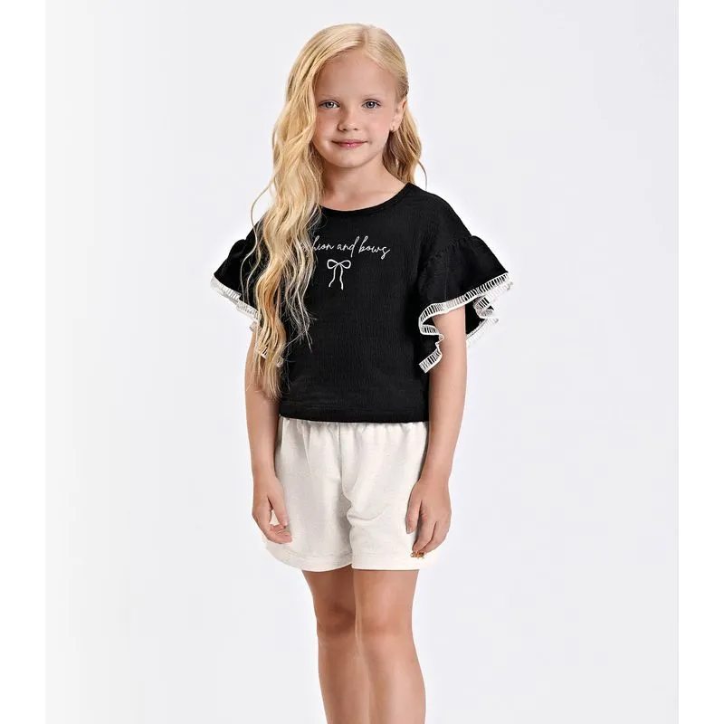 Conjunto Verão Menina Com Plaquinha Trick Nick Preto 12
