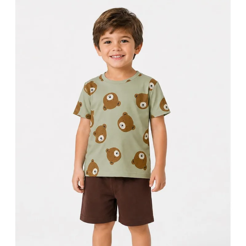 Conjunto Camiseta Com Bermuda Infantil Trick Nick Verde 2