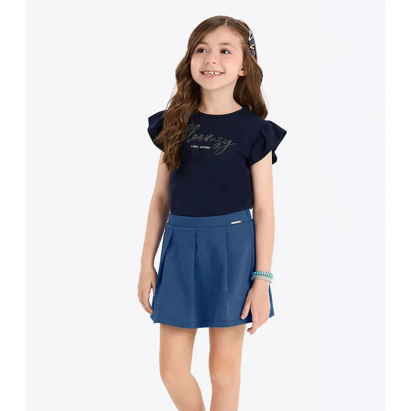 Saia Verão Menina Shorts Interno Rovi Kids Azul 14