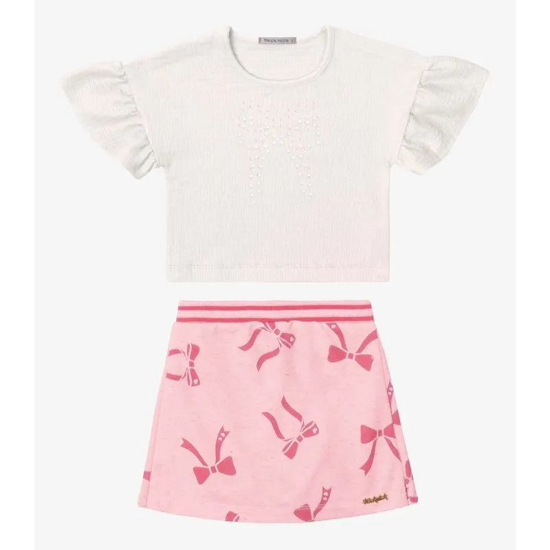 Conjunto Verão Menina Curto Estampado Trick Nick Rosa 4