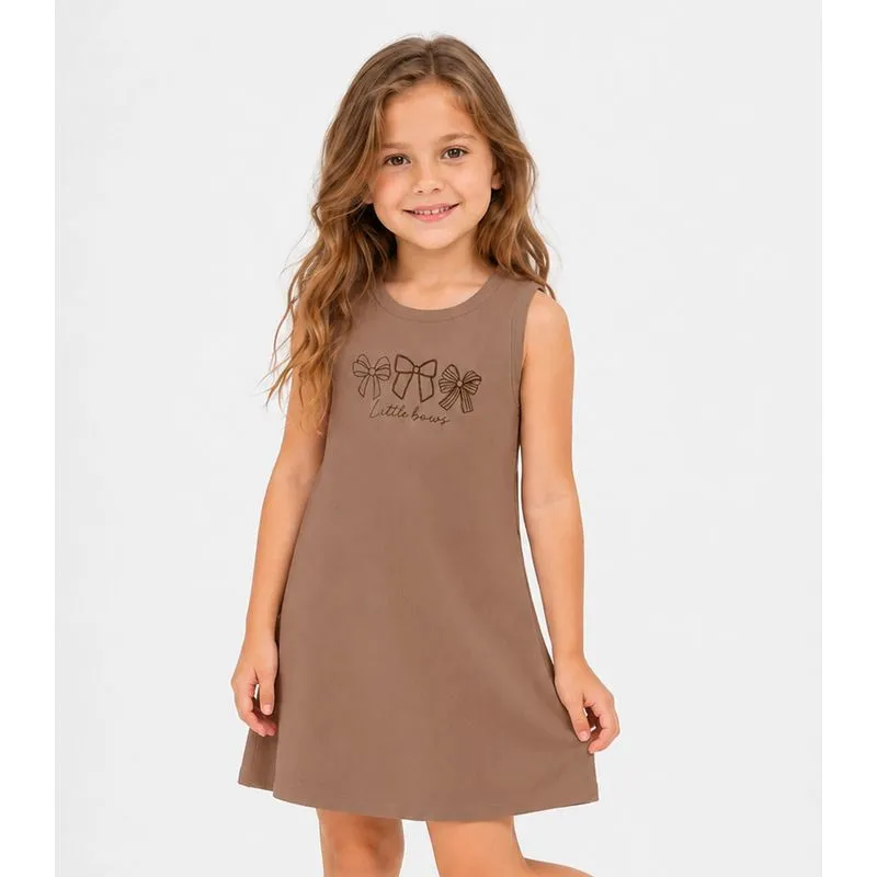 Vestido Infantil Ribana Estampa Localizada Select Marrom 10