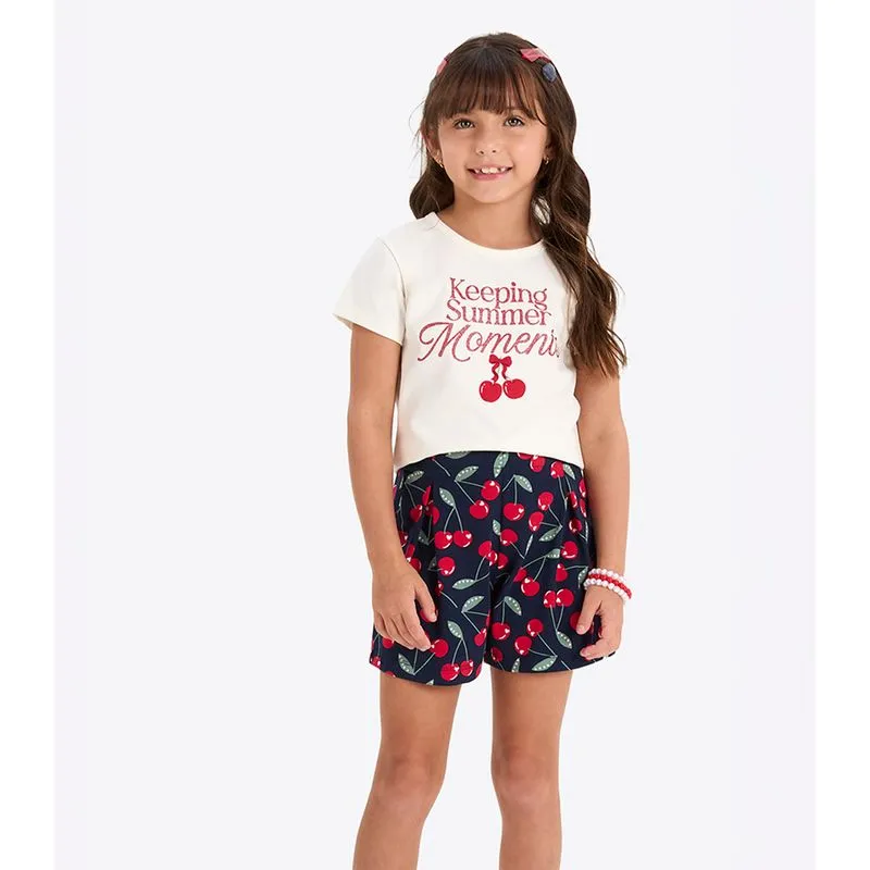 Conjunto Verão Menina Estampa Glitter Rovi Kids Bege 12