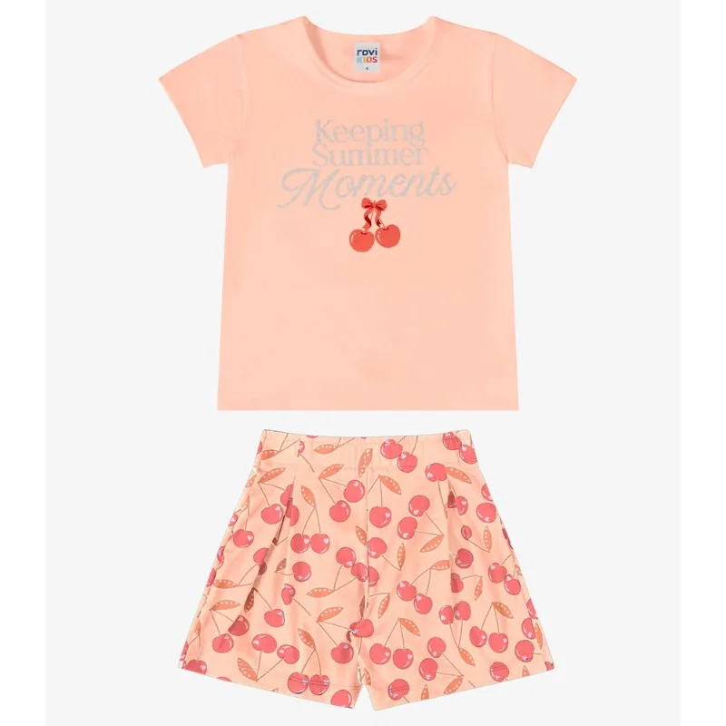 Conjunto Verão Menina Estampa Glitter Rovi Kids Rosa 14