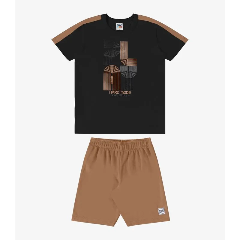 Conjunto Verão Menino Emborrachado Rovi Kids Preto 16