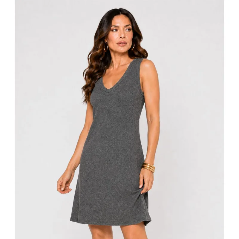 Vestido Curto Feminino Em Ribana Infinita Cor Cinza P