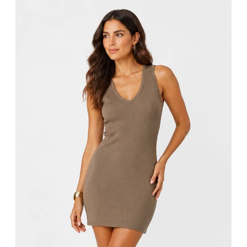 Vestido Curto Feminino Em Ribana Infinita Cor Marrom G
