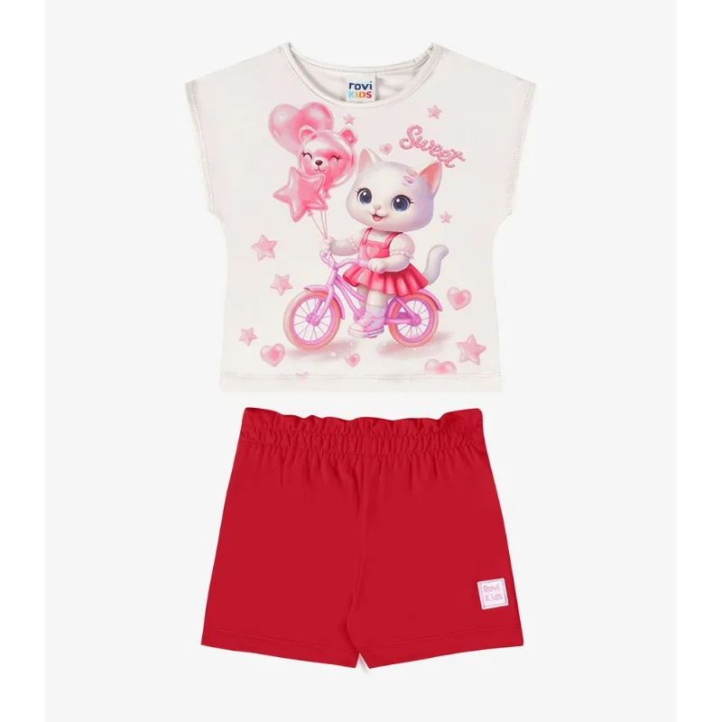 Conjunto Verão Menina Com Strass Rovi Kids Bege 4