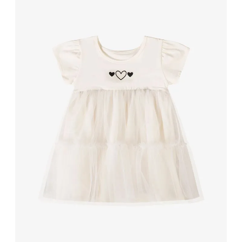 Vestido Verão Menina Estampa Com Strass Rovi Kids Bege 1