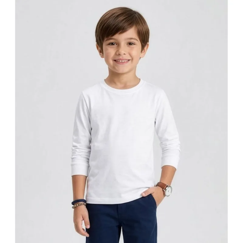 Camiseta Menino Longa Meia Malha Rovitex Kids Branco 16