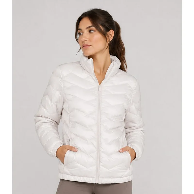 Jaqueta Puffer Feminina Com Bolsos Sea Surf Bege G