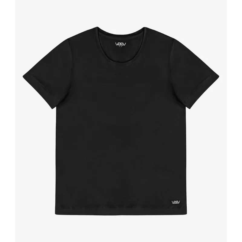 Blusa Feminina Malha Bamboo Abertura Lateral Veev Preto G