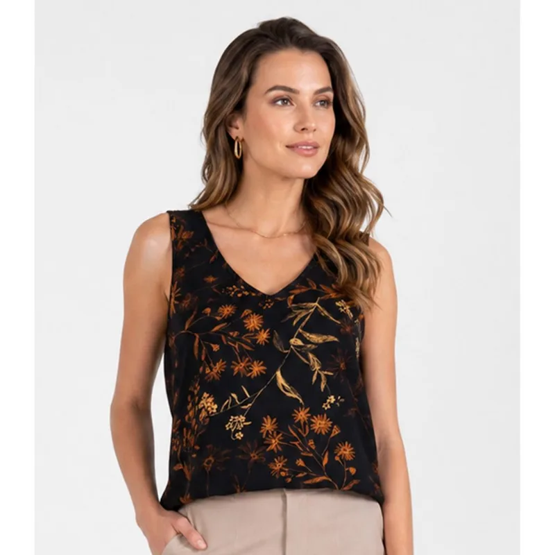 Regata Feminina Com Decote Em V Infinita Cor Preto G