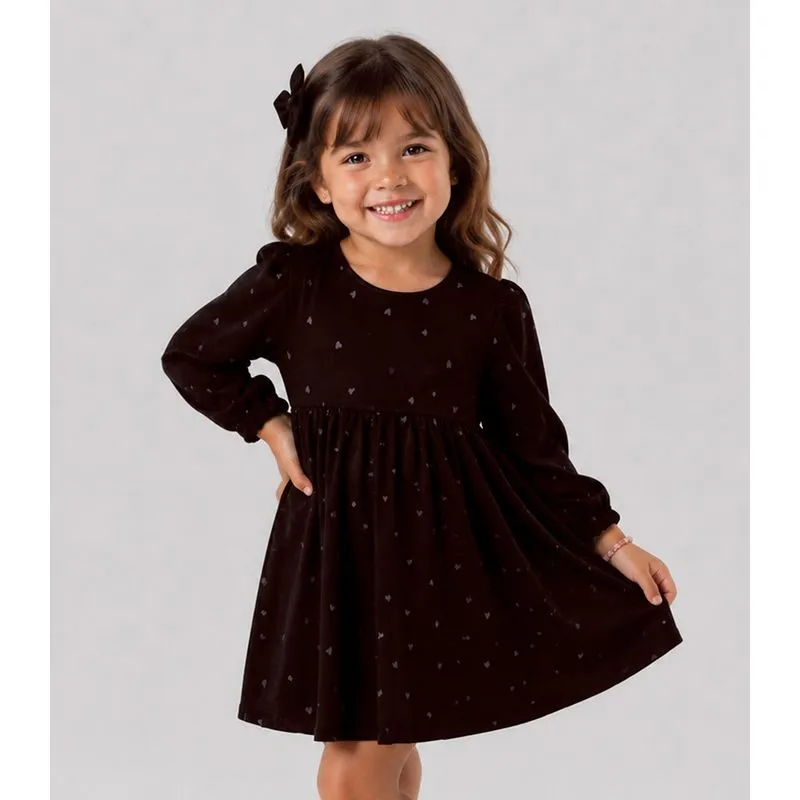 Vestido Infantil Moletinho Manga Longa Select Marrom 4